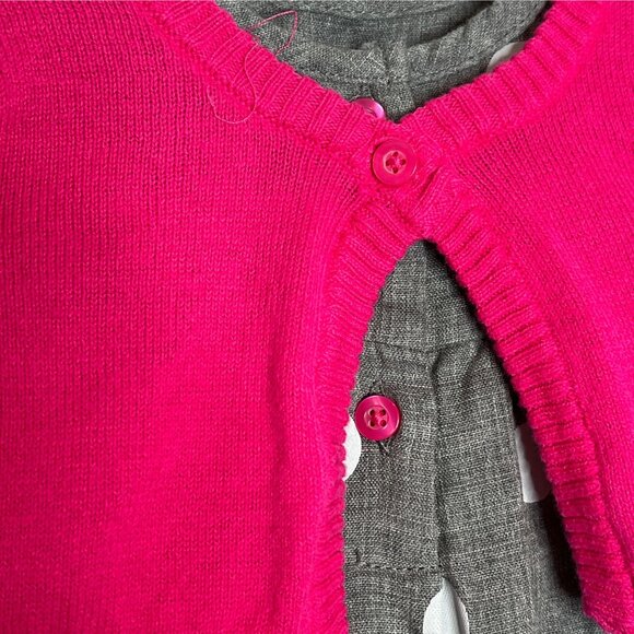 Carters Baby Girls 3M Dress & Cardigan Set Pink Gray Polka Dot Outfit - Picture 6 of 9